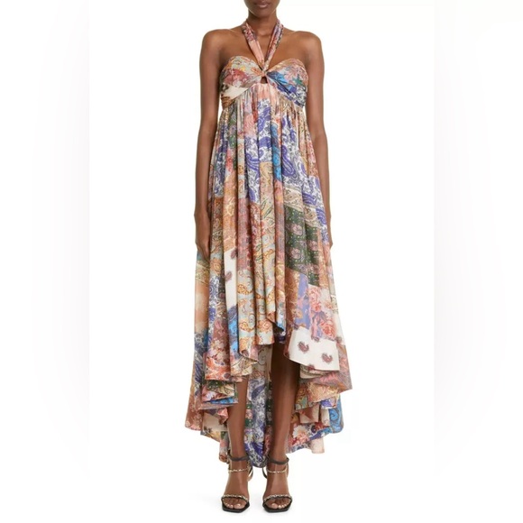 Zimmermann Devi Mixed Print Halter Neck Silk Dress - Picture 3 of 8